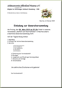 Einladung Generalversammlung 2019NOF Einladung Generalversammlung 2019NOF