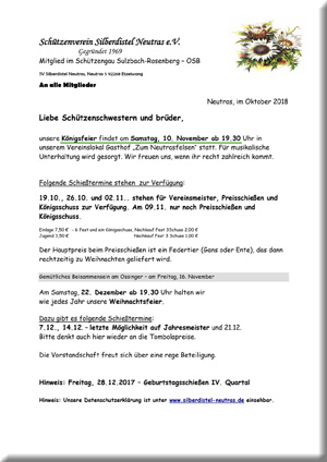 Einladung Königsfeier 2018NOF Einladung Königsfeier 2018NOF