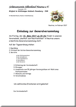 Einladung Generalversammlung 2017NOF Einladung Generalversammlung 2017NOF